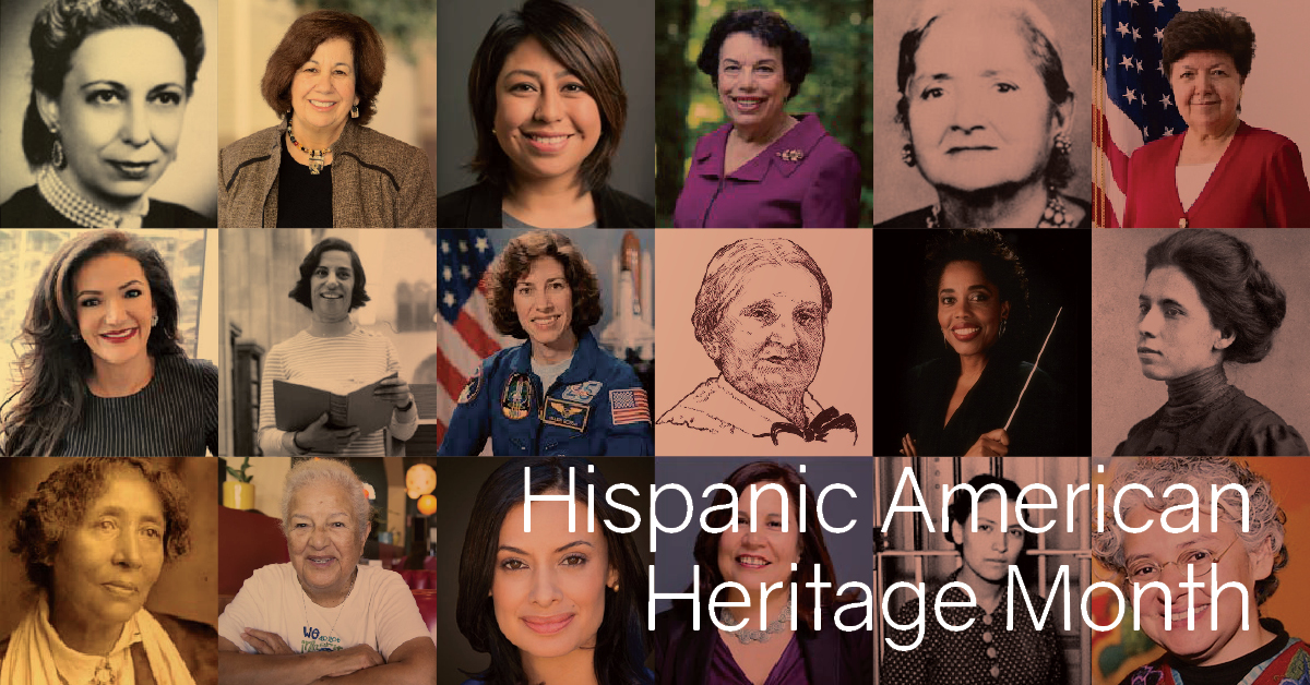 18 images of women with the text "Hispanic American Heritage Month"